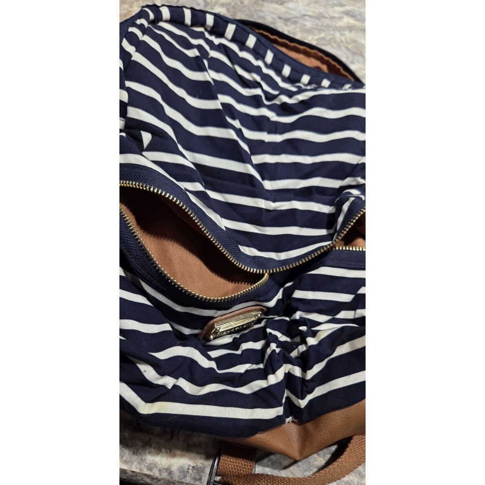 Steve Madden-Madden Girl Navy Blue And White Stripe Little Backpack Bag - Picture 5 of 6
